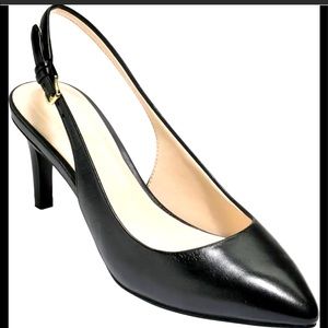 Cole Han closed toe sling back black leather heels